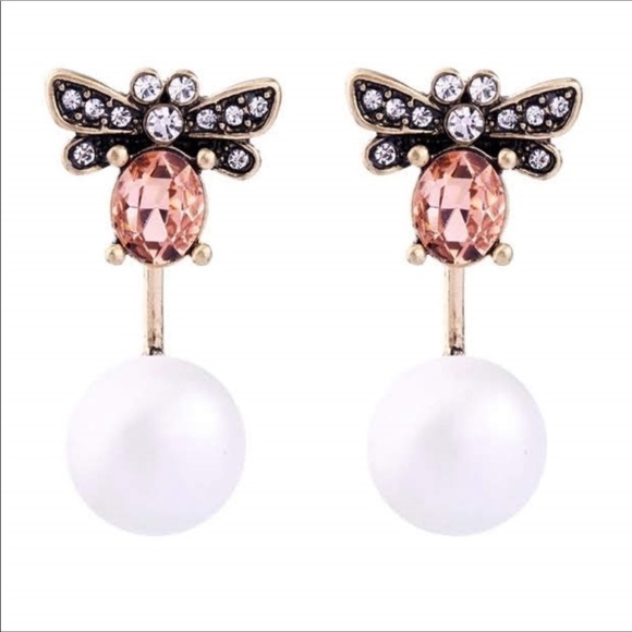 Crystal Honey Bee Earrings - Picture 5 of 5